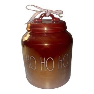Rae‎ Dunn Inspired Christmas Canister Ho Ho Ho Ceramic Jar with Ribbon